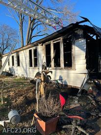 Aftermath of the fire on the home